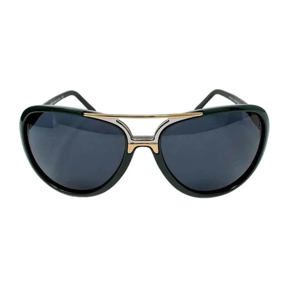 Dolce & Gabbana Sunglasses Dark Green Gold Shield Pilot Aviator Italy w/ case+